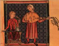 Menestrels avec un rebec et un luth (Espagne, 12e siecle, Cantigas de Santa Maria)